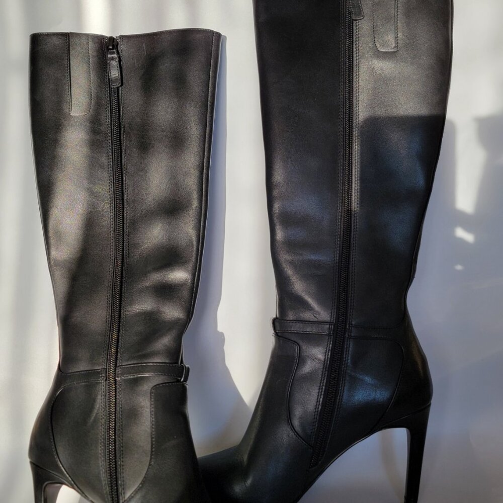 Cole Haan Boots Women's "Loveth" Black Leather Full Zip Tall 4" Heeled Knee High - Picture 7 of 7